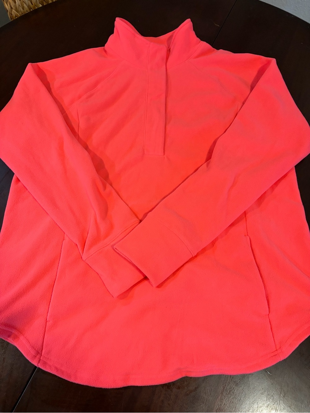 Old Navy Neon Coral Half-Zip Fleece Pullover
